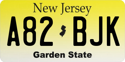 NJ license plate A82BJK