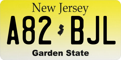 NJ license plate A82BJL
