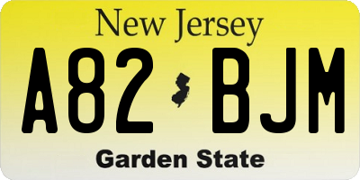 NJ license plate A82BJM