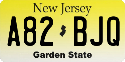 NJ license plate A82BJQ