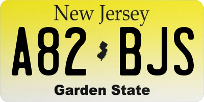 NJ license plate A82BJS