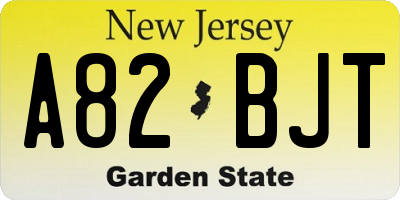 NJ license plate A82BJT