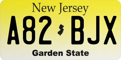 NJ license plate A82BJX
