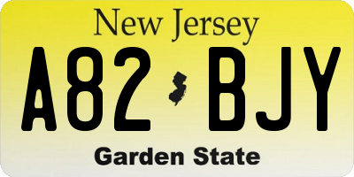 NJ license plate A82BJY
