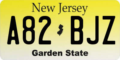 NJ license plate A82BJZ