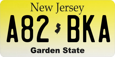 NJ license plate A82BKA