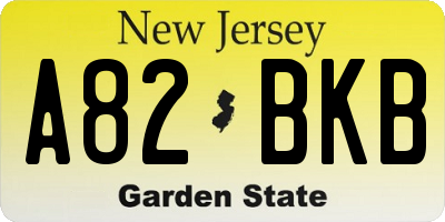 NJ license plate A82BKB