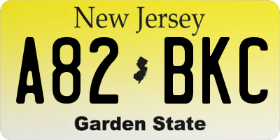 NJ license plate A82BKC