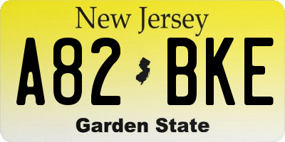 NJ license plate A82BKE