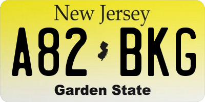 NJ license plate A82BKG