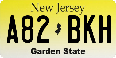 NJ license plate A82BKH