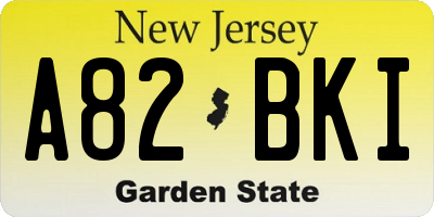 NJ license plate A82BKI