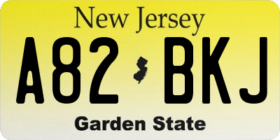 NJ license plate A82BKJ