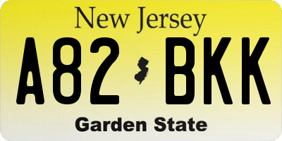 NJ license plate A82BKK