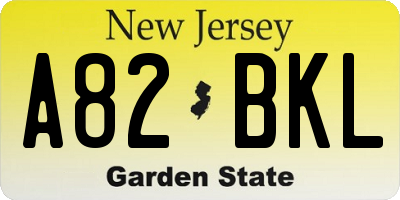 NJ license plate A82BKL