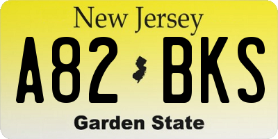 NJ license plate A82BKS