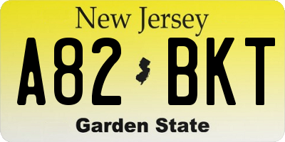 NJ license plate A82BKT