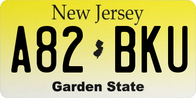 NJ license plate A82BKU