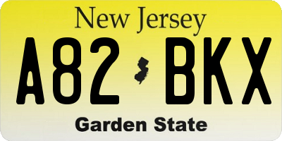 NJ license plate A82BKX