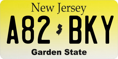 NJ license plate A82BKY
