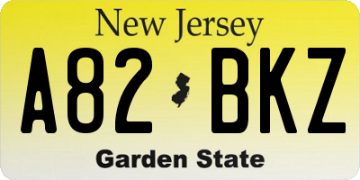 NJ license plate A82BKZ