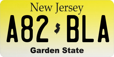 NJ license plate A82BLA