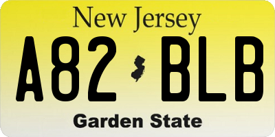 NJ license plate A82BLB