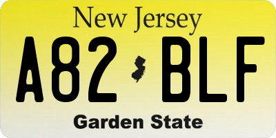 NJ license plate A82BLF