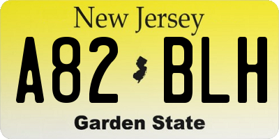 NJ license plate A82BLH