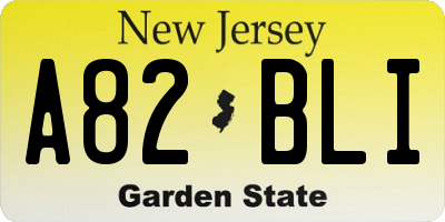 NJ license plate A82BLI