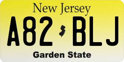 NJ license plate A82BLJ