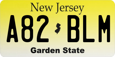 NJ license plate A82BLM