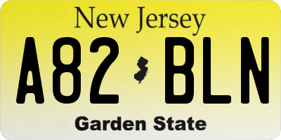 NJ license plate A82BLN