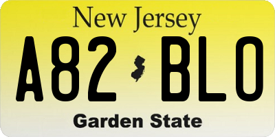 NJ license plate A82BLO