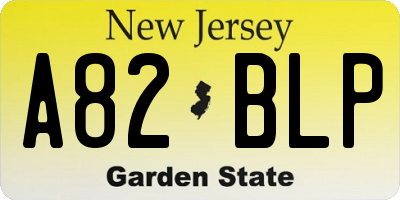 NJ license plate A82BLP