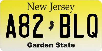 NJ license plate A82BLQ