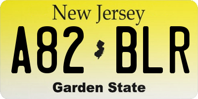 NJ license plate A82BLR
