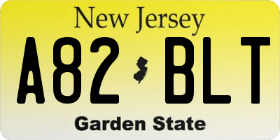 NJ license plate A82BLT