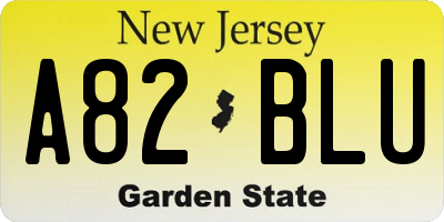 NJ license plate A82BLU