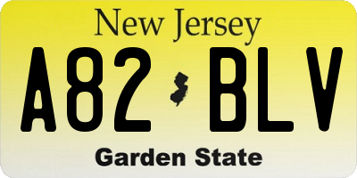 NJ license plate A82BLV