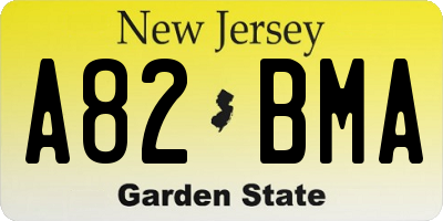 NJ license plate A82BMA