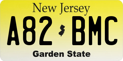 NJ license plate A82BMC