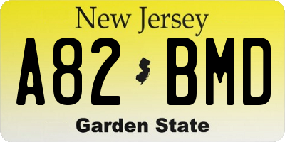 NJ license plate A82BMD