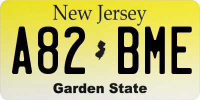 NJ license plate A82BME