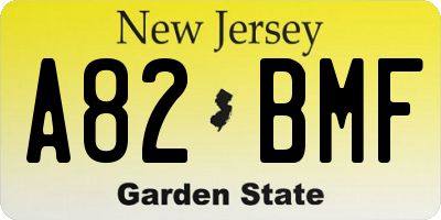 NJ license plate A82BMF