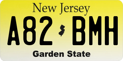 NJ license plate A82BMH