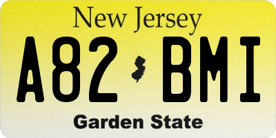 NJ license plate A82BMI