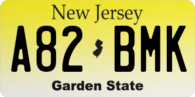 NJ license plate A82BMK