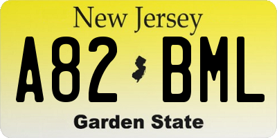 NJ license plate A82BML