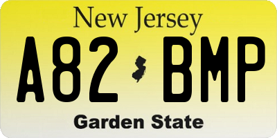 NJ license plate A82BMP